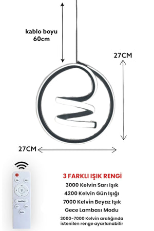 3 Color Modern Pendant Lamp Led Chandelier With Remote Control Black Case