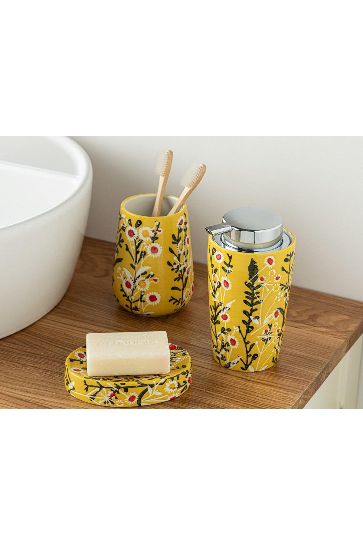 Flowery 3 Pcs Bath Set Yellow - Swordslife