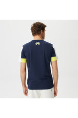 Men's Navy Blue Color Block Standard Fit Short Sleeve T-shirt
