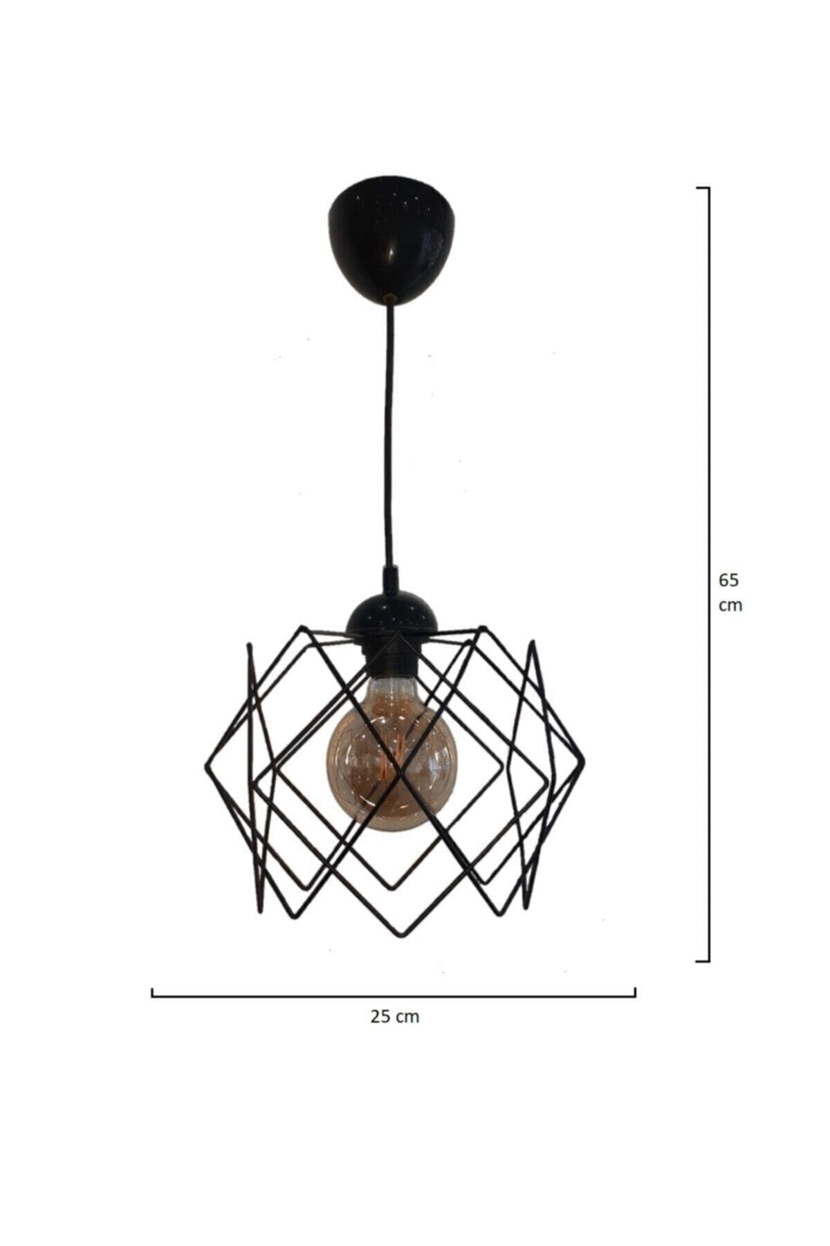 Black Multi Square Single Pendant Chandelier (Without Glass)