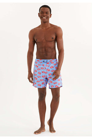 Blue Patterned Men'S Swimwear Shorts Crab Icon