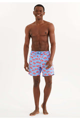 Blue Patterned Men's Swimwear Shorts Crab Icon