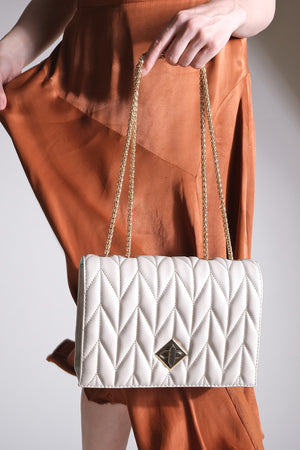 Women'S Gold Color Chain Shoulder Bag Delbin Beige