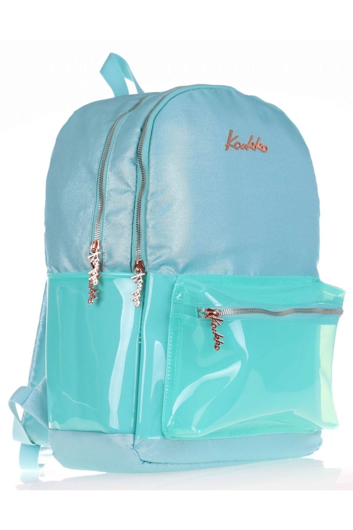 Transparent Turquoise School Backpack And Pencil Holder Set - Middle School-High School