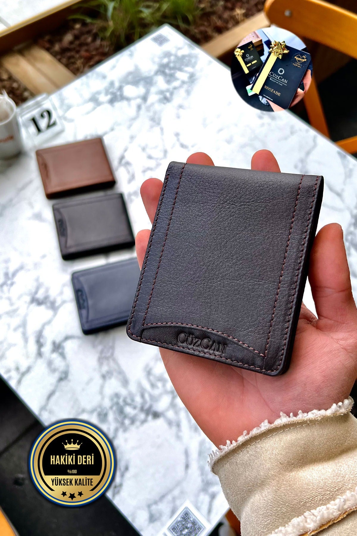 Brown Butterfly Model Genuine Leather Men'S Name Printed Wallet