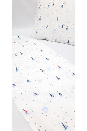 Park Crib Sailboat Pattern Baby Duvet Cover 80X120 Cm 35X45 Cm Pillowcase