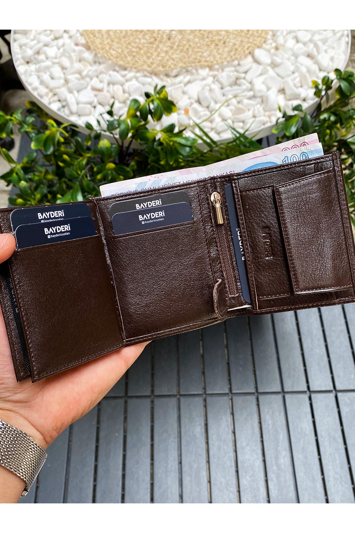Echtes Leder Handliche Braune Herren Geldbörse Mit Münzfach