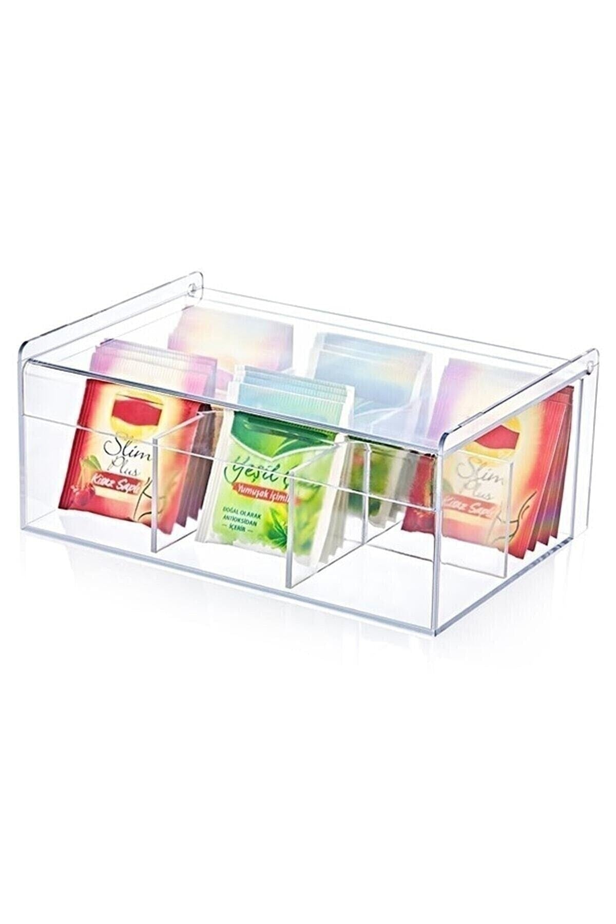 Tea Box 6 Compartment Lid Sachet Herbal Tea Storage Container