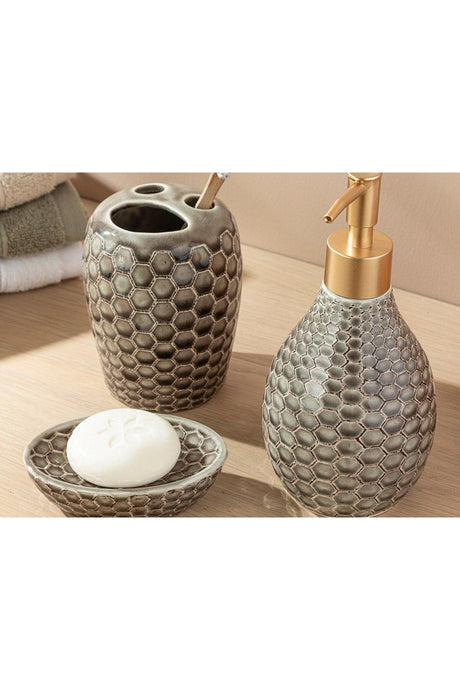 Gina 3 Pcs Bathroom Set 10.8x7.2x3 Cm Brown - Swordslife