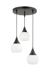 Sante 3-Piece Black and White Glass Modern Pendant Lamp Chandelier Living Room Kitchen Room Hallway Chandelier