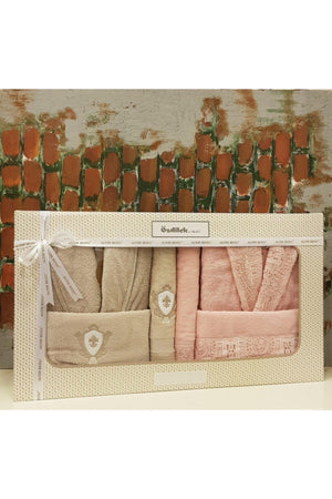 Wedding Family Bathrobe Set - Powder Beige - Swordslife