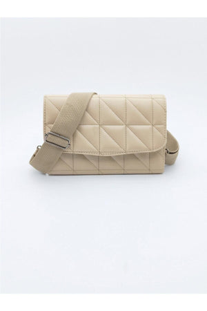 Purpleart Cream Column Strap Quilted Women'S Shoulder Bag