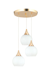 Sante 3-Piece Gold White Glass Modern Pendant Lamp Chandelier Living Room Kitchen Room Hallway Chandelier