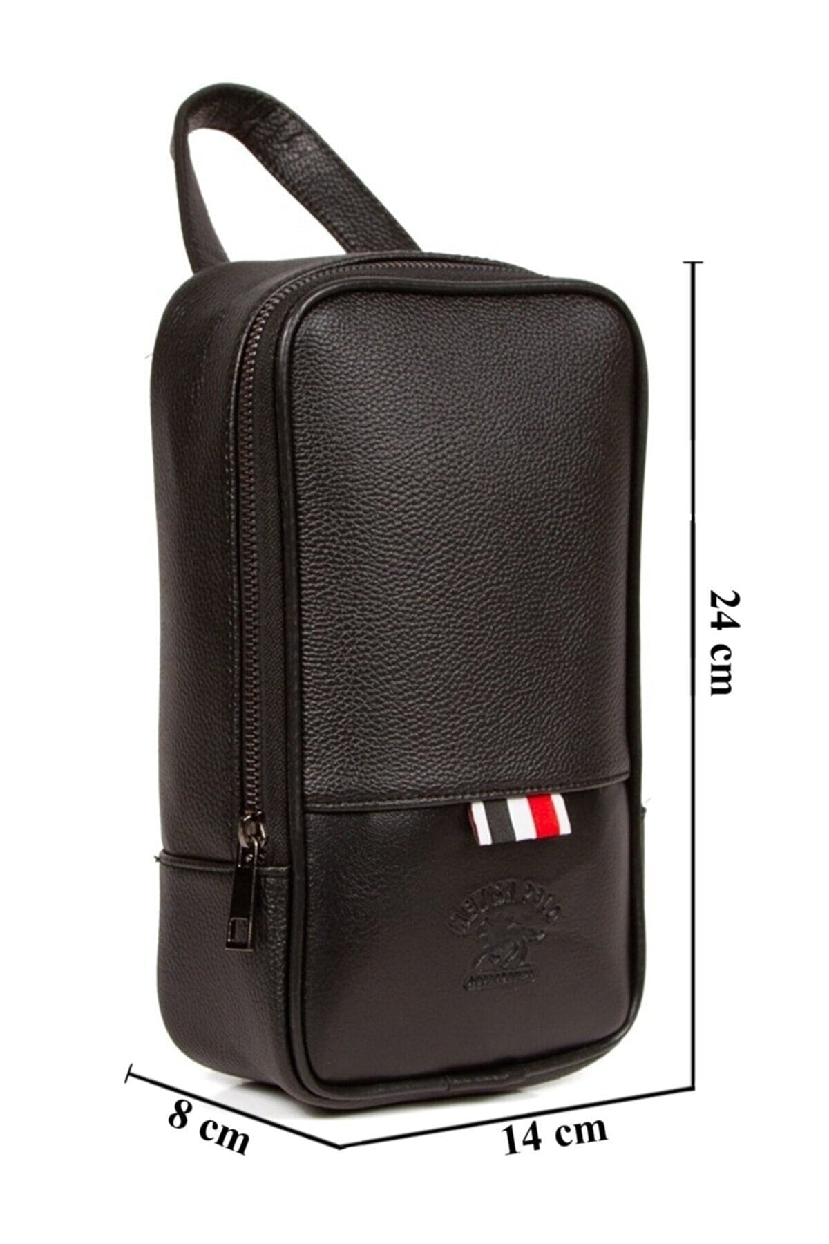 Newish Polo Premium Leather Black Color Shaving, Makeup, Travel Portfolio Cosmetic Clutch Hand Bag