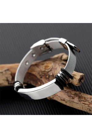 Personalized Name Mesh Belt Cord Steel Men'S Bracelet Scb13