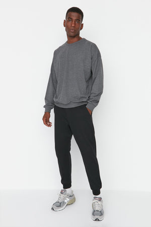 Schwarze Herren Basic Regular/Normal Fit Jogginghose mit Gummibeinen Tmnss20Ea0053