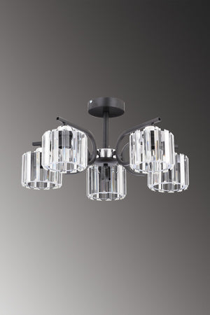 Nehir 5-Piece Modern Crystal Plafonier Chandelier