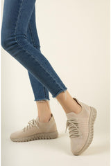 Women's Cream Knitwear Sneaker - Swordslife