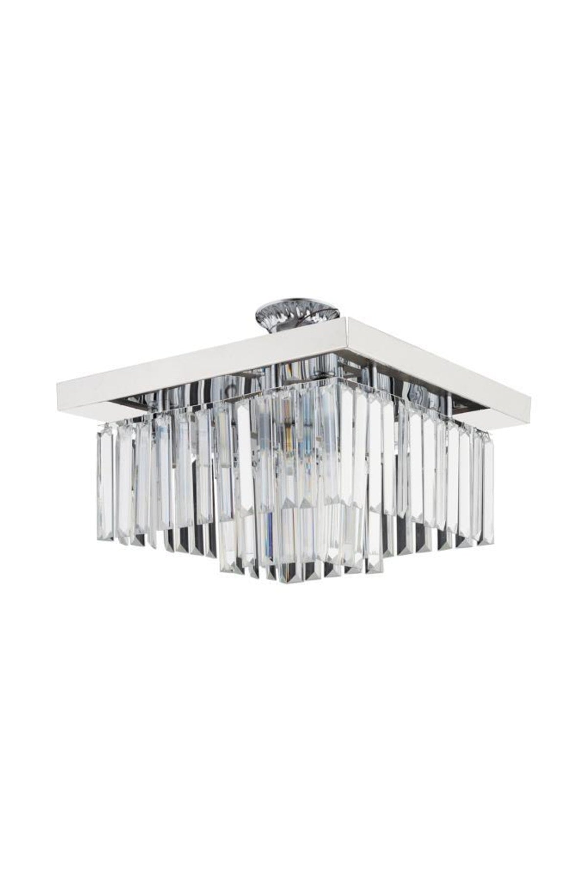 Yasemin Square Silver Crystal Stone Chandelier