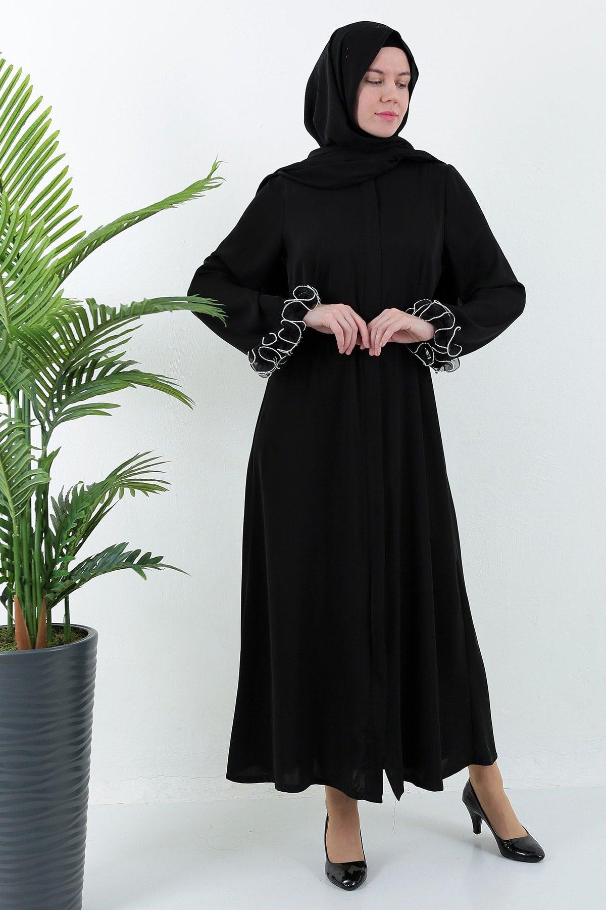 Zippered Sleeve Detailed Abaya Hijab - Swordslife
