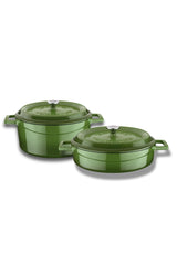 Cast Iron Round Deep And Shallow 5 Piece Cookware Set Green