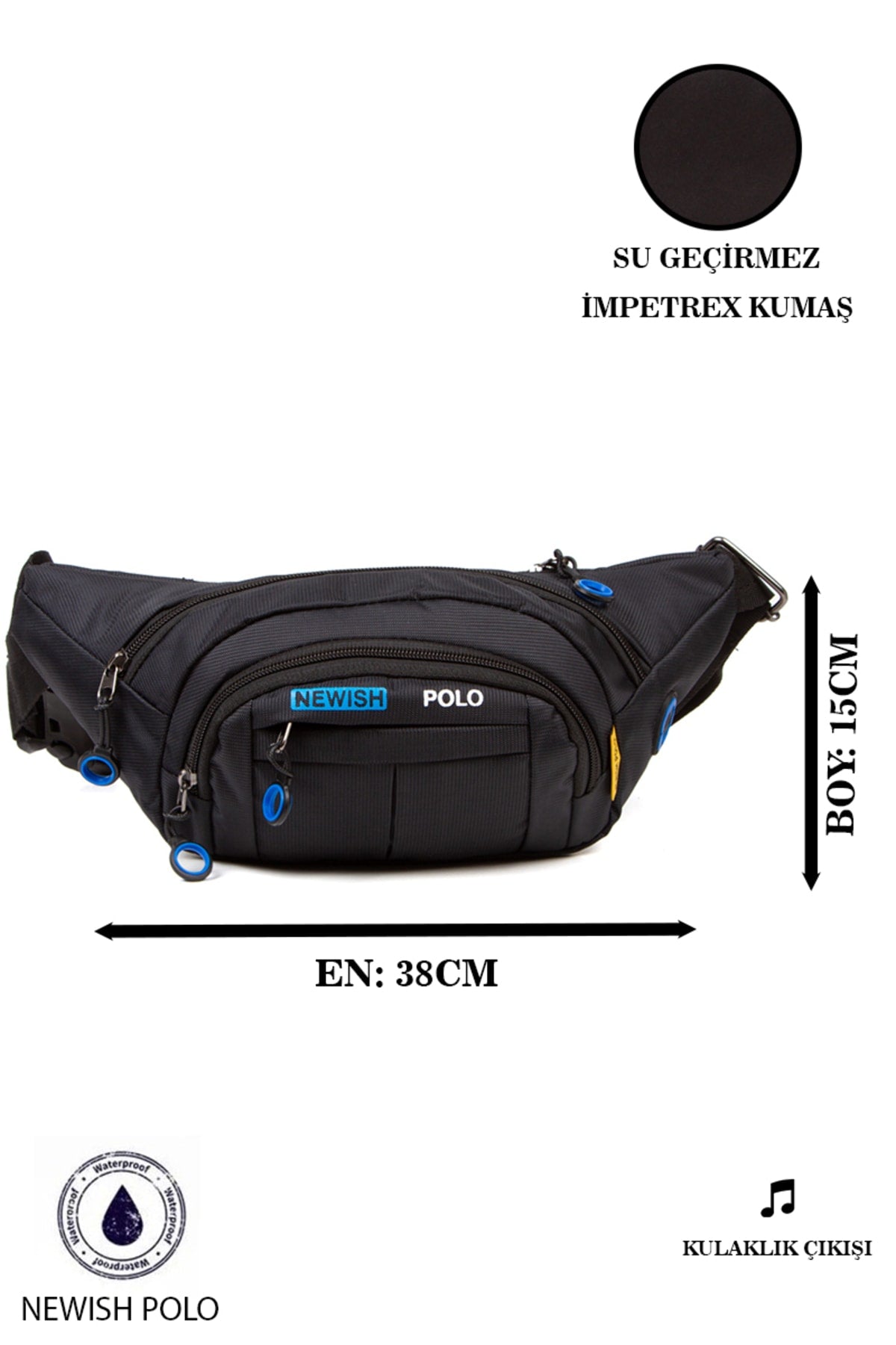 Unisex Impertex Fabric Headphone Outlet Waterproof Cross Shoulder And Waist Bag (Daily Use)