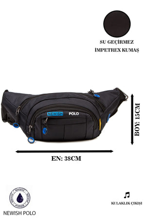 Unisex Impertex Fabric Headphone Outlet Waterproof Cross Shoulder And Waist Bag (Daily Use)