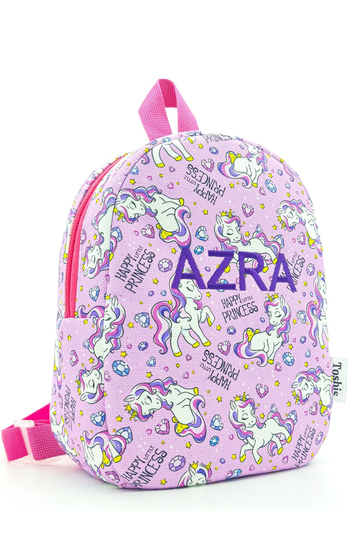 [Wir schreiben jeden gewünschten Namen] Rucksack für Kinder im Alter von 0–8 Jahren mit Einhornpferden, Kindergarten-Rucksack