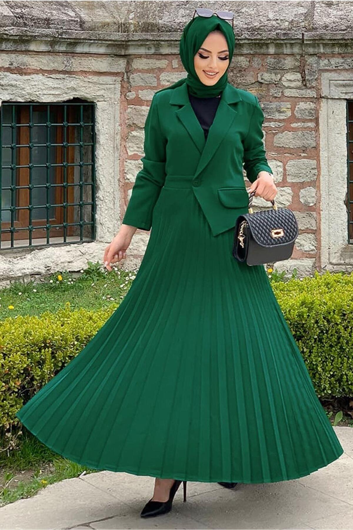 Women's Green (EMERALD) Jacket Look Dress T 0073 - Swordslife