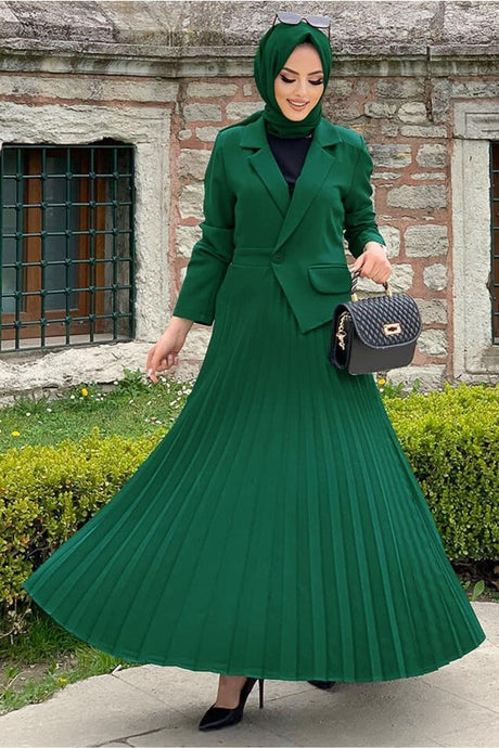 Women's Green (EMERALD) Jacket Look Dress T 0073 - Swordslife