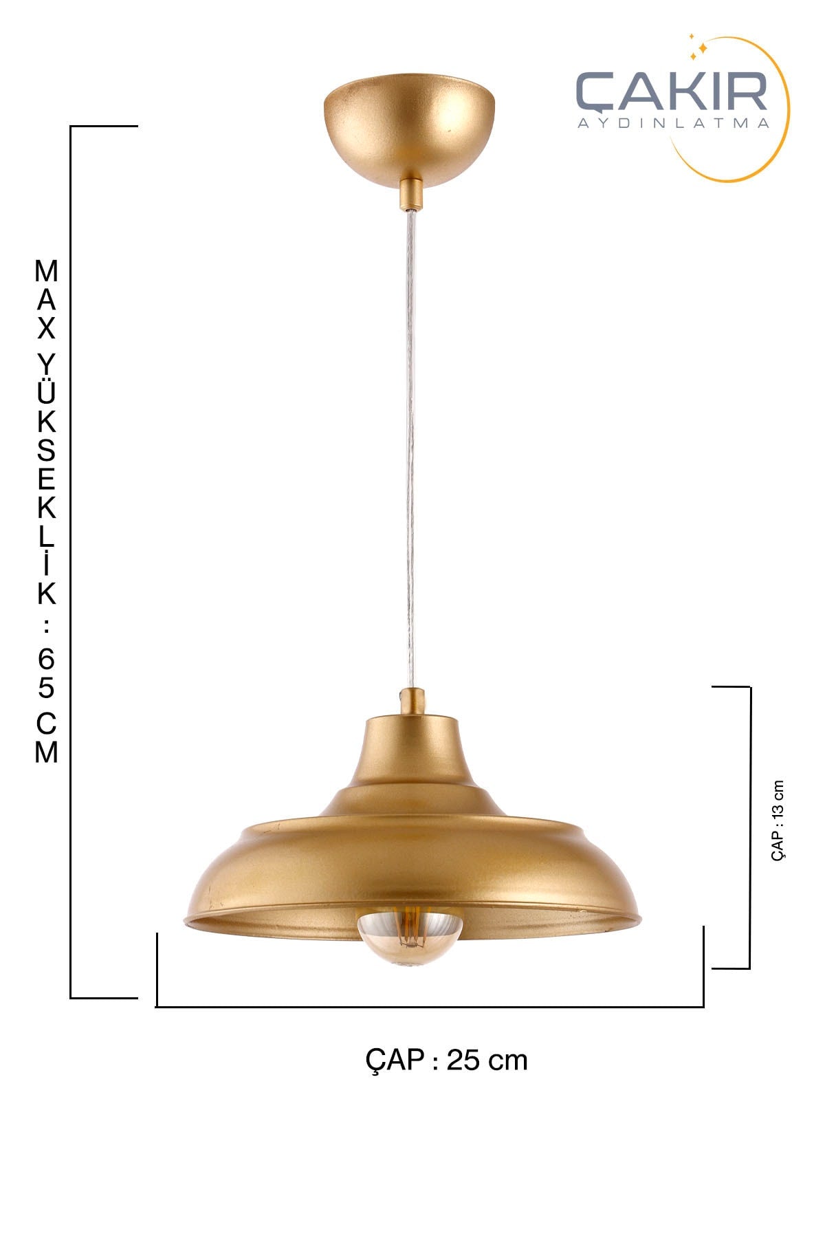 Fiyona Plaster Gold Single Pendant Lamp Chandelier - Çakır Avize