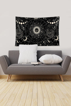Black Star Map Patterned Stain Resistant Velvet Fabric Wall Covering Tapestry Tapestry - Swordslife