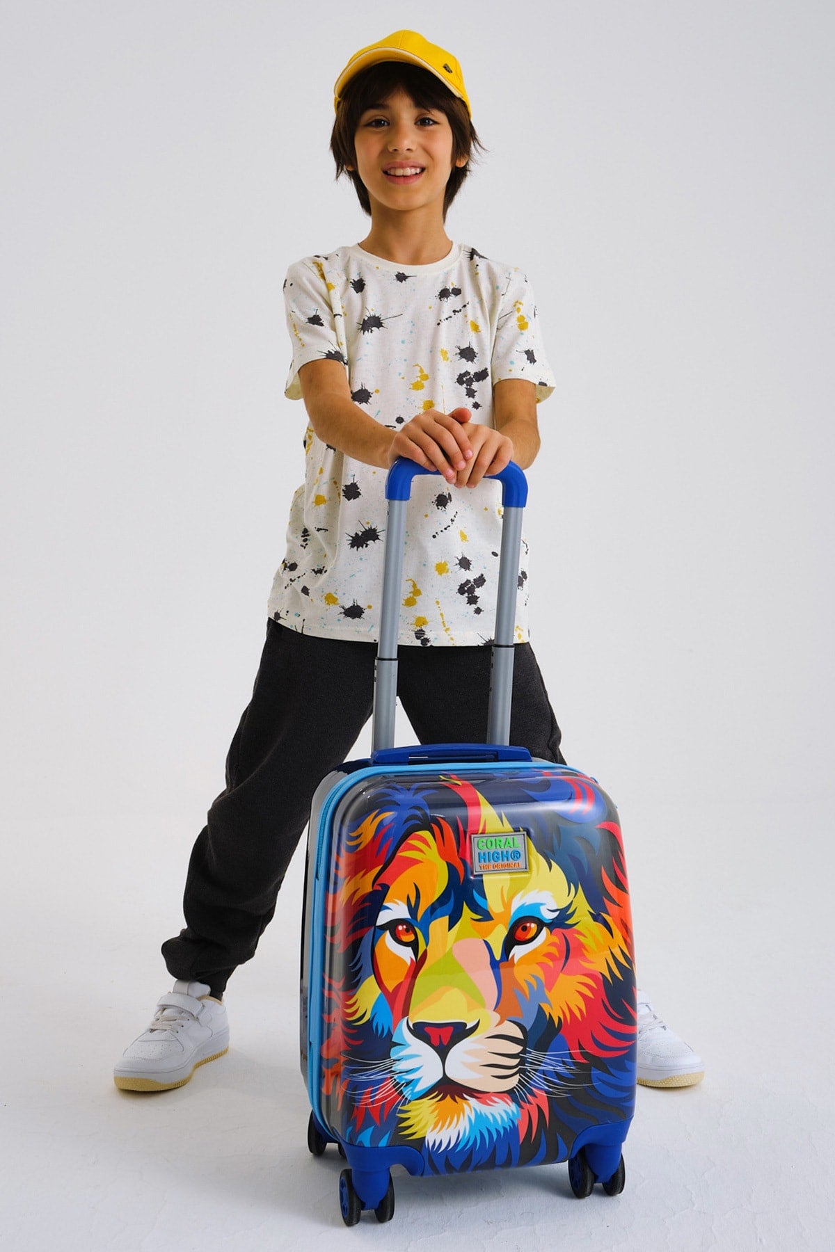 Kids Blue Sax Lion Patterned Child Suitcase 16732