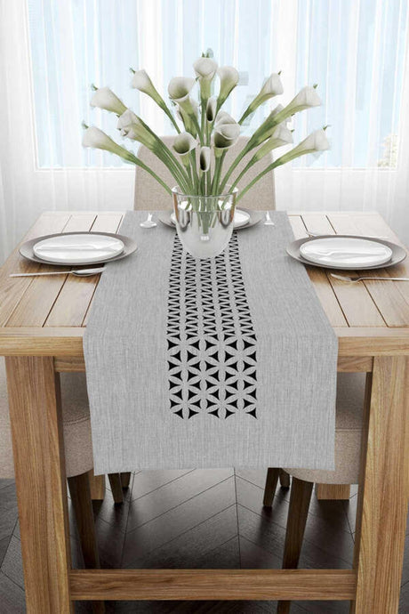 Gray Black Decorative Geometric Pattern Digital Printed Runner Cgh1055-rn - Swordslife