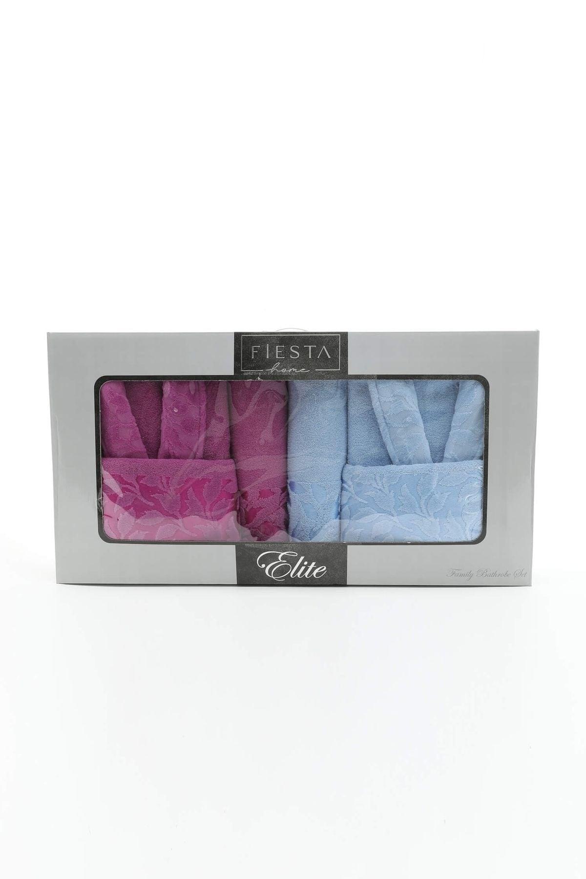 Fiesta Elite Cotton 6 Pieces Family Bathrobe Set - Plum - Blue - Swordslife