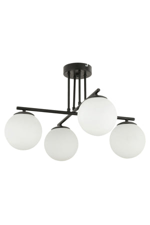 Mali 4-Piece Black Chandelier With White Glass Modern Young Room Kitchen Bedroom Retro Living Room Chandelier