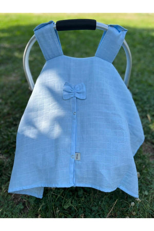 Run Baby Muslin Fabric Snap Snap Stroller Cover (Flat Light Blue) 75X100Cm