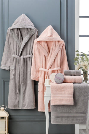 8 Pieces Double Cotton Hooded Boxed Dowry Family Bathrobe Set - Swordslife