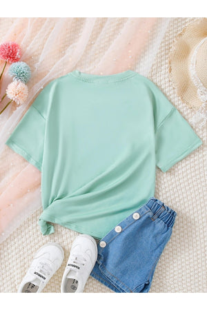 T-Shirt für Mädchen mit Rundhalsausschnitt und Schmetterlings-Print