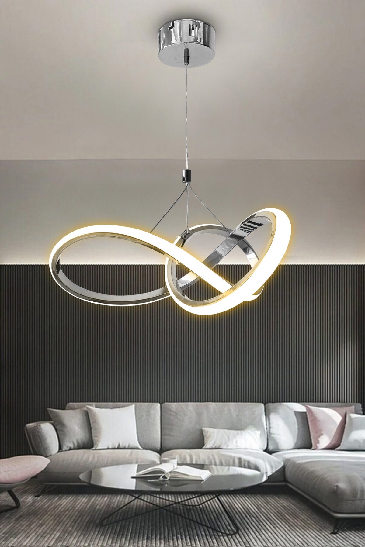 3 Color Controlled Dimmer Chrome Modern Pendant Lamp Led Chandelier 4 Modes
