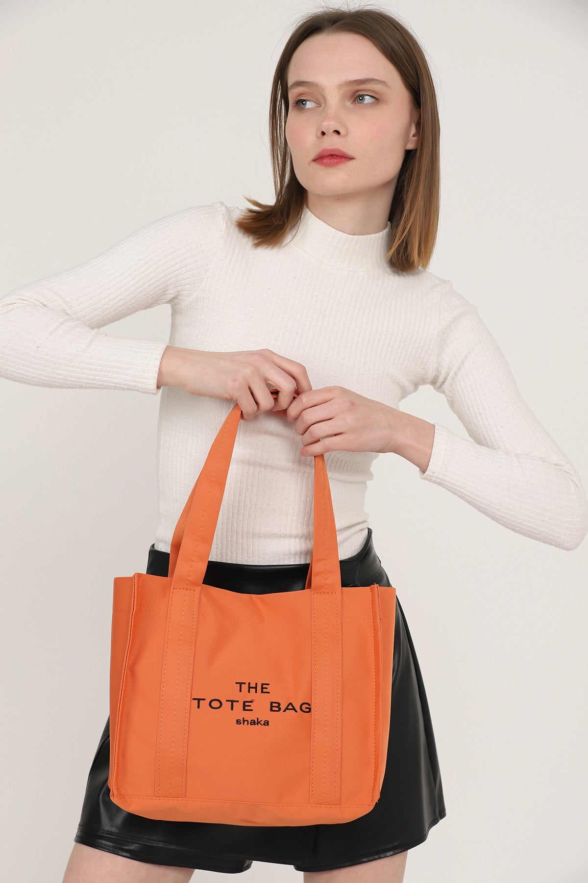 Orange U45 Snap Closure The Tote Bag Embroidered Canvas Fabric Casual Women'S Arm And Shoulder Bag 25