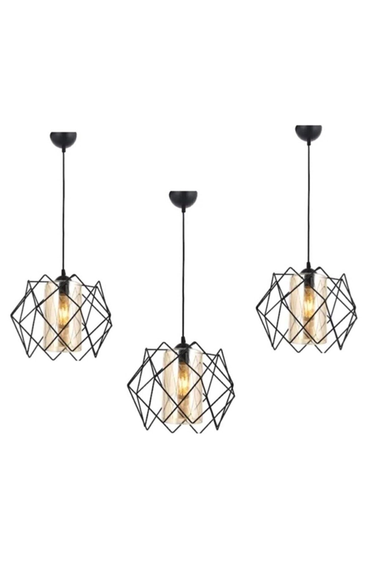 Black Design Yellow Mica Glass Multi Square Living Room Kitchen Bathroom Bedroom Children'S Room Entrance Chandelier 3 Pieces