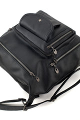 Women's Black Back And Hand Wash Leather Bag - Both Back and Shoulder Bag