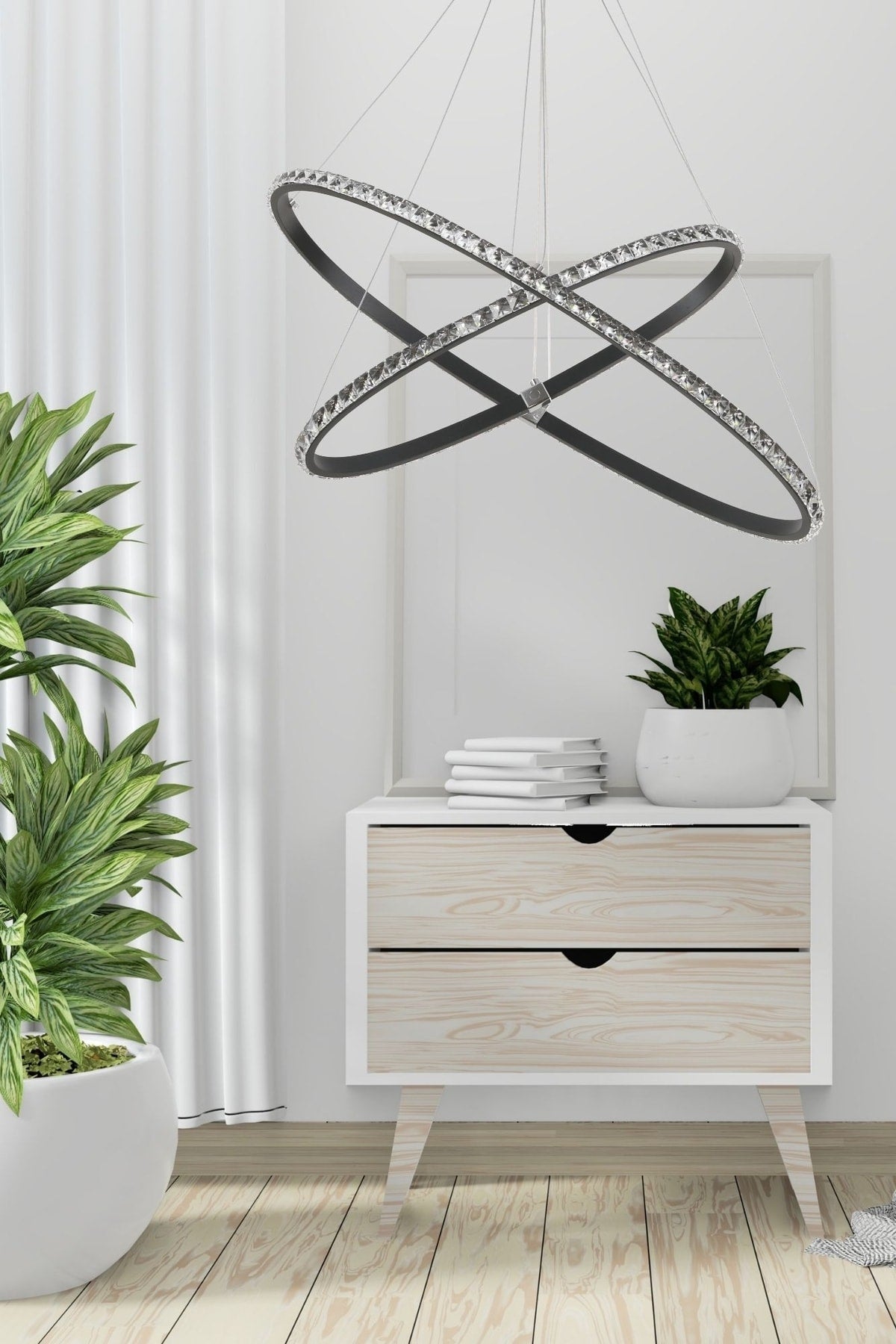 40/30 White Light 2 Piece Black Case Led Chandelier