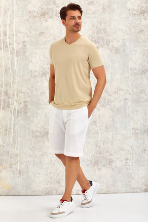 Gimaldo Men'S V-Neck T-Shirt - Beige