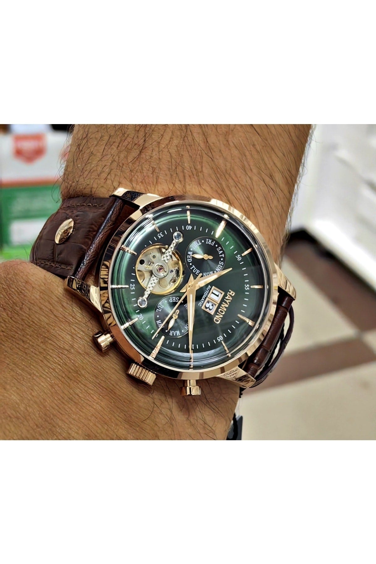 Coffee Green Automatic Men's Wristwatch