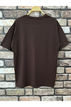 Men'S Brown Believe Printed Oversize T-Shirt