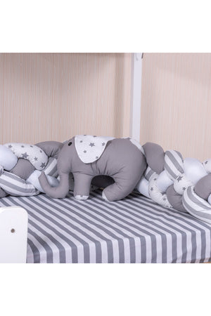 Minibaby Grauer Elefant 3-teiliges gestricktes Montessori-Schlafset für Babys und Kinder