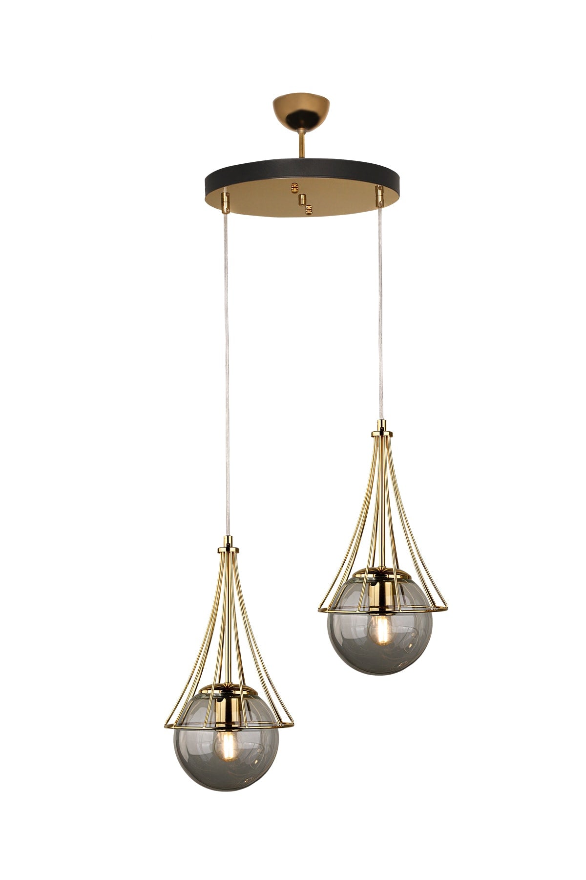 Lapis 2Nd Chandelier Gold-Smoked Glop Glass