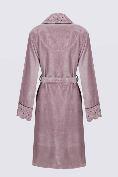Ella Women's Bathrobe 100% Organic Cotton Embroidered Powder - Swordslife